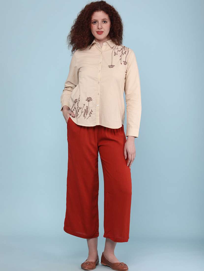 women beige cotton regular shirt - 22274866 -  Standard Image - 5