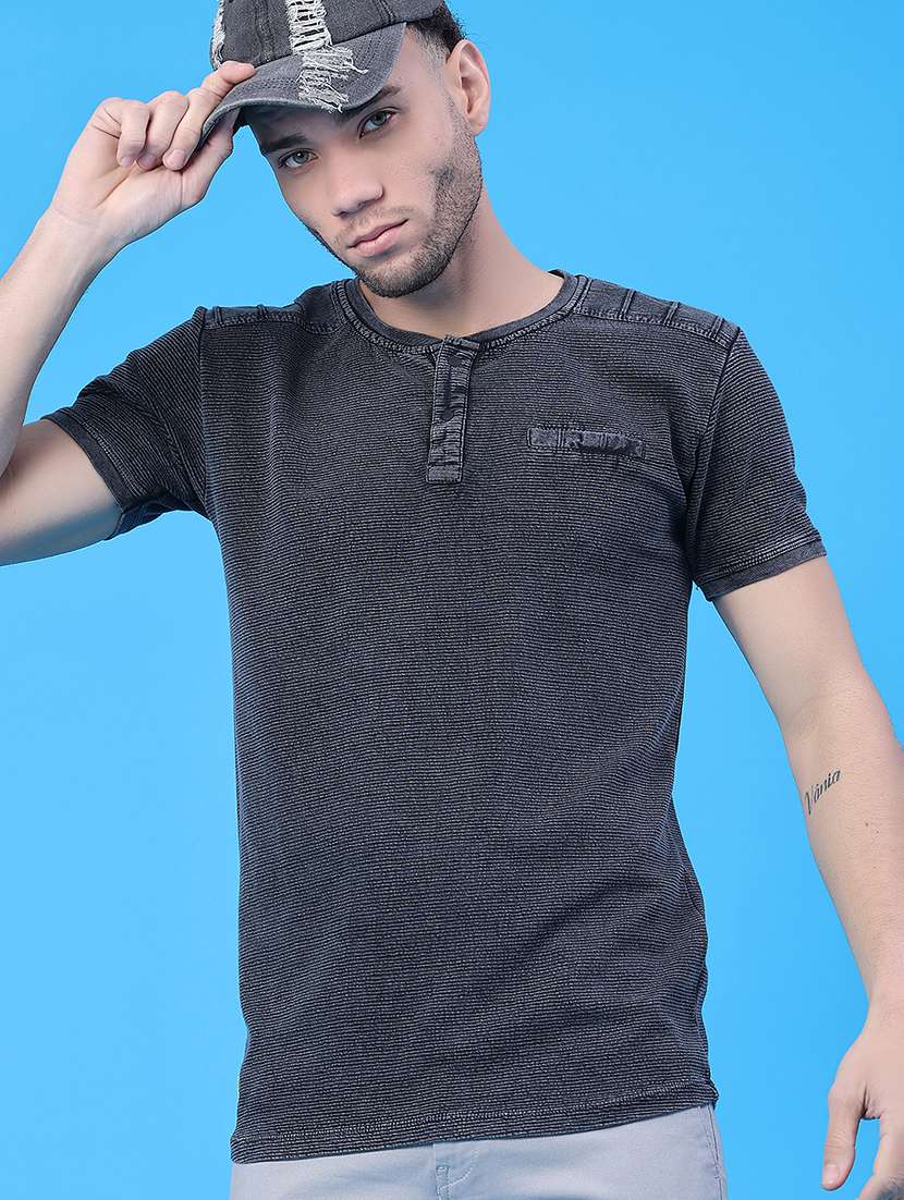 men textured short sleeve slim fit t-shirt
