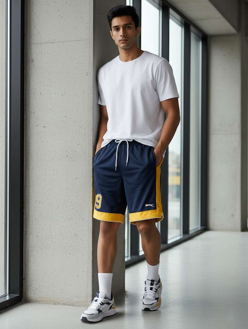 men color block mid rise regular fit sport shorts - 22275024 -  Standard Image - 3