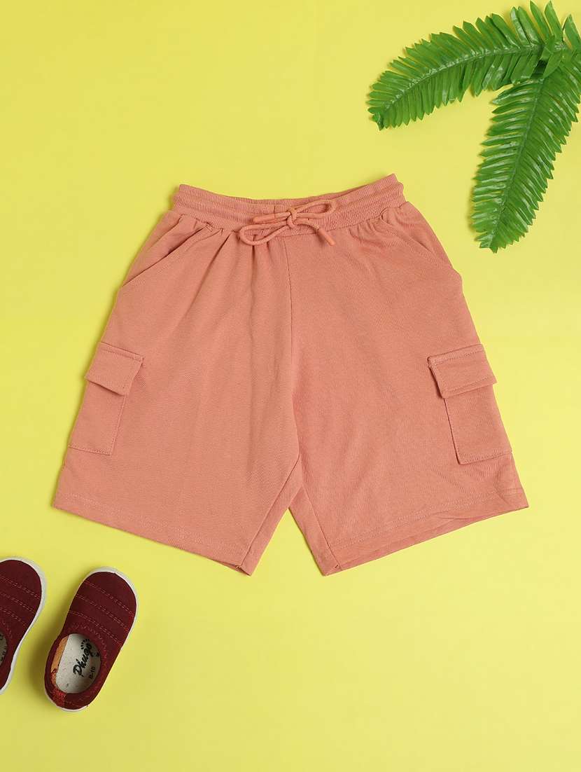 boys solid mid rise cargo shorts