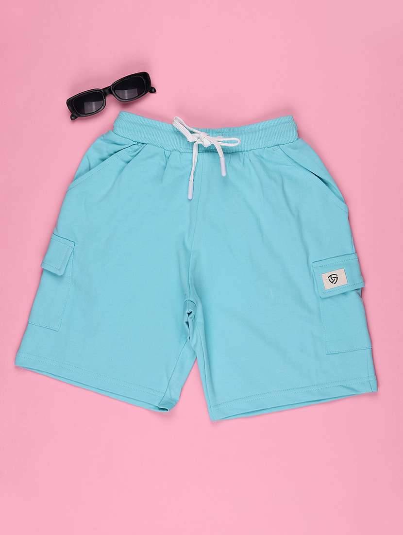 boys solid mid rise cargo shorts