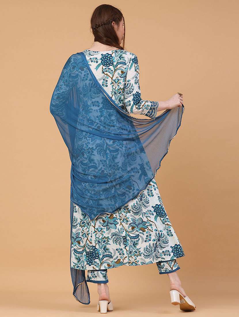 women floral three quarter sleeve kurta pant with dupatta set - 22275167 -  Standard Image - 3