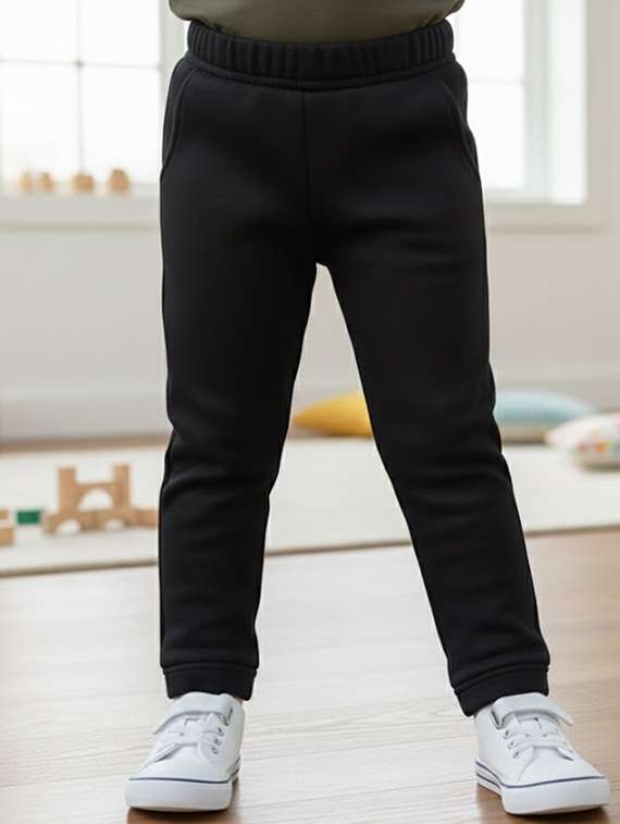 kids solid mid rise jogger