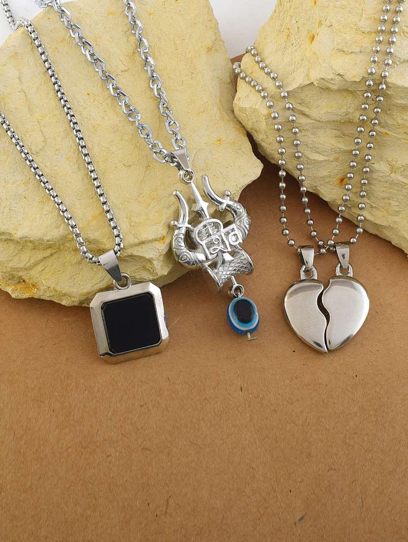 women brass micron silver pack of 3 pendants