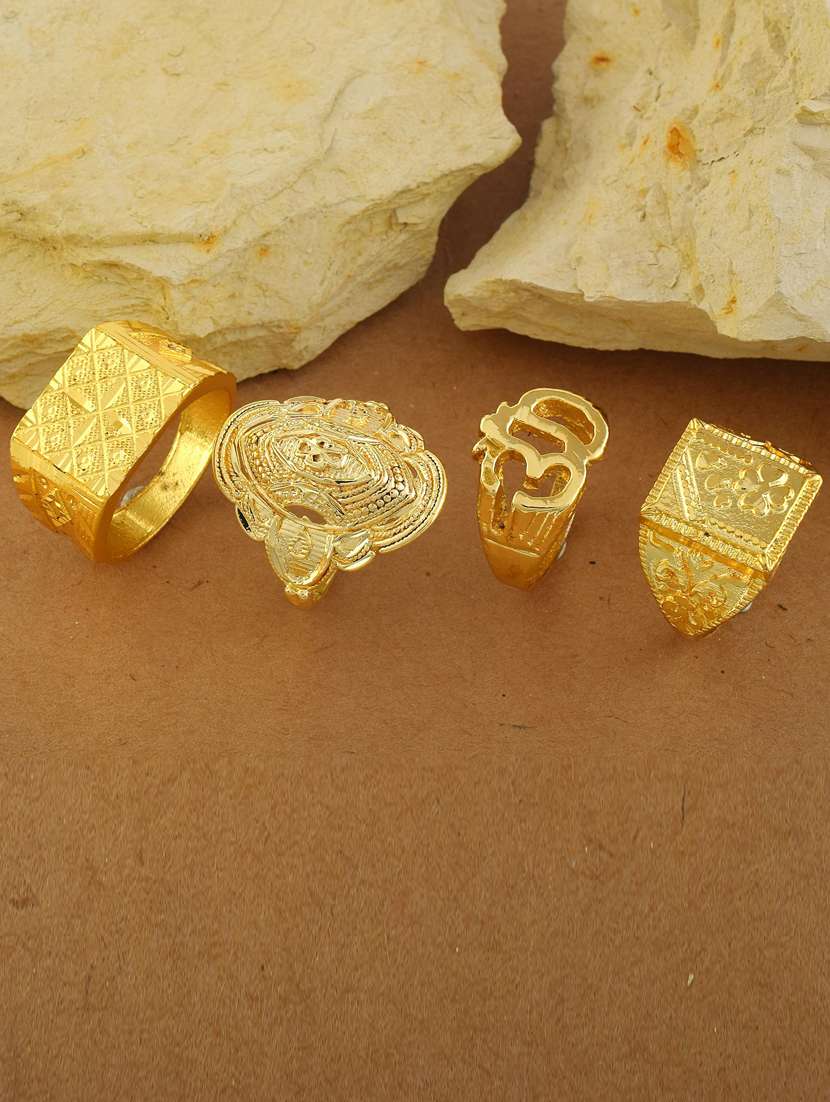 women pack of 4 gold brass finger ring