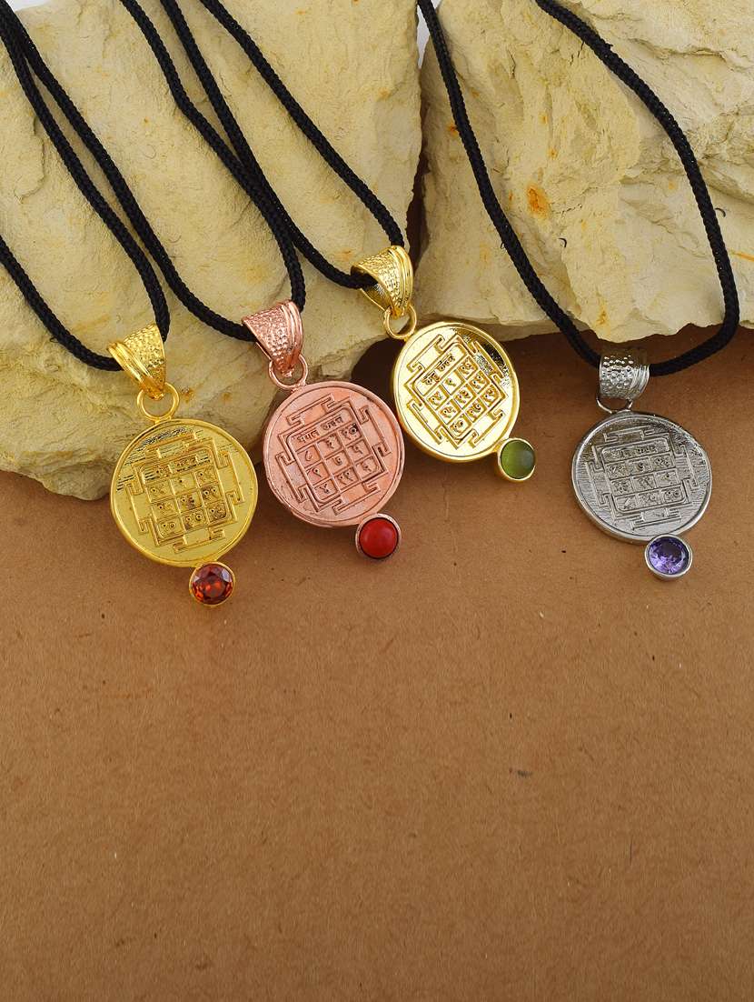 brass rahu ketu mangal shani suraksha kawach pendant set-set of 4
