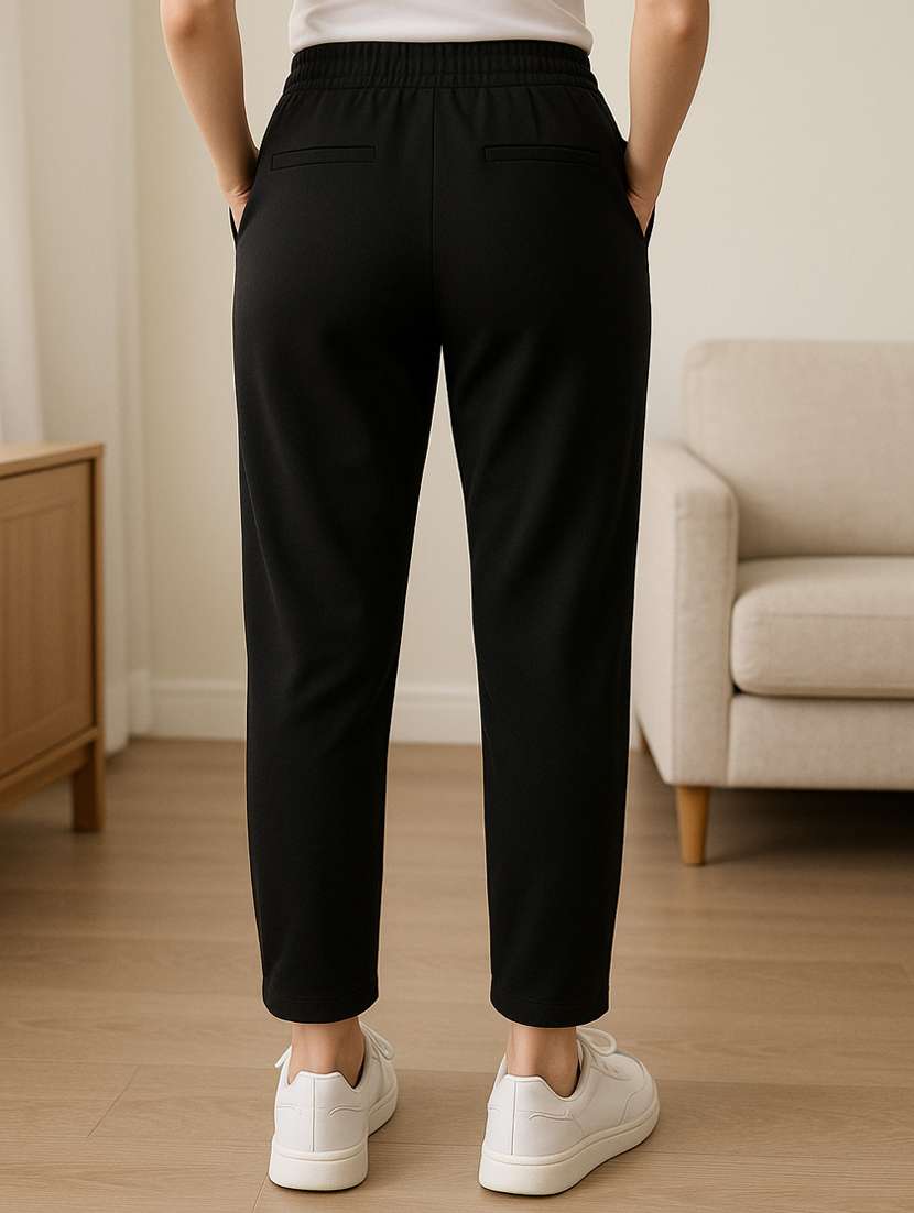 women solid mid rise track pant - 22275294 -  Standard Image - 3