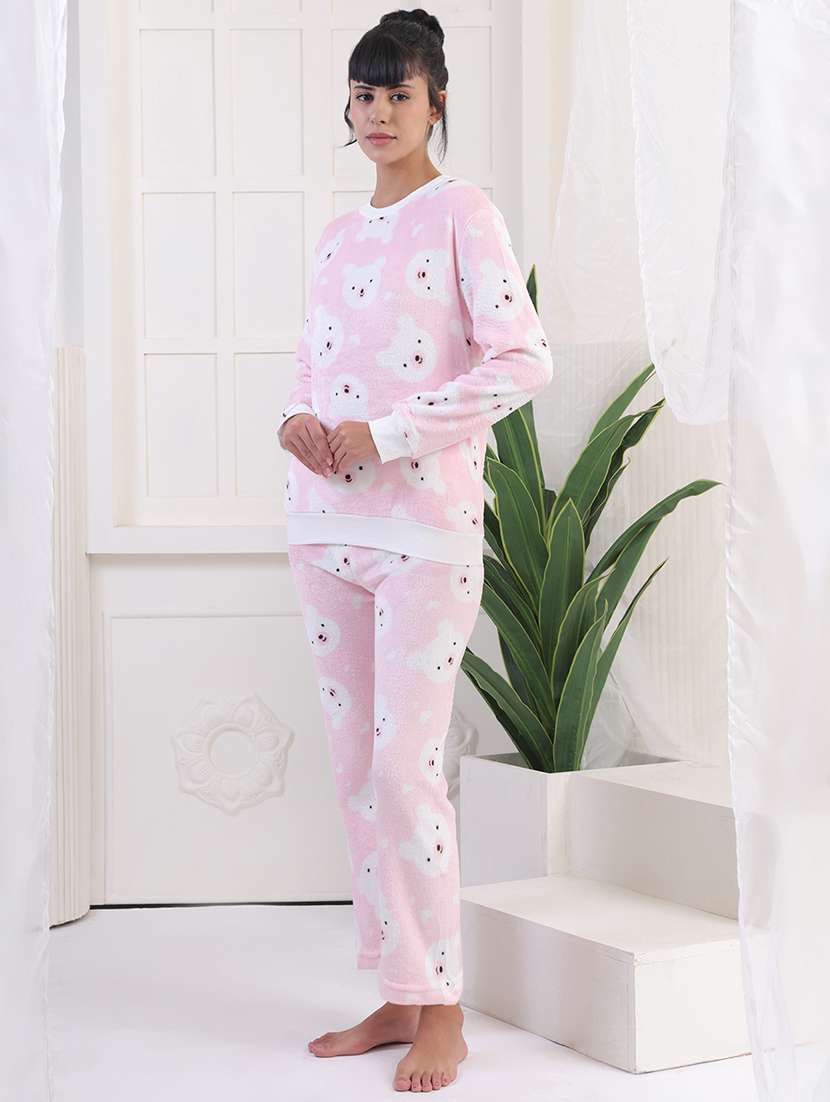women printed winter wear nightwear pyjama set - 22275306 -  Standard Image - 3