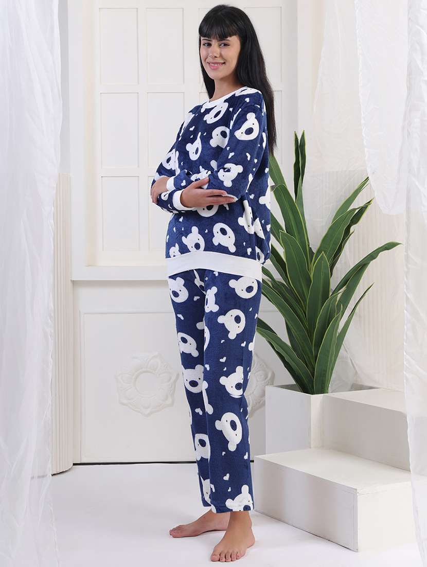 women printed winter wear nightwear pyjama set - 22275308 -  Standard Image - 3