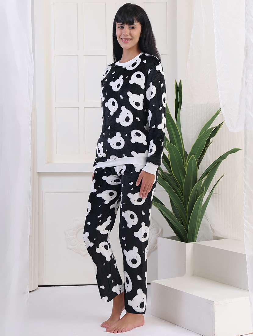 women printed winter wear nightwear pyjama set - 22275309 -  Standard Image - 3