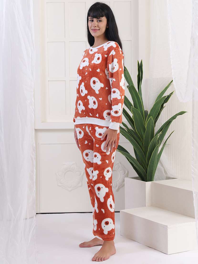 women printed winter wear nightwear pyjama set - 22275310 -  Standard Image - 3