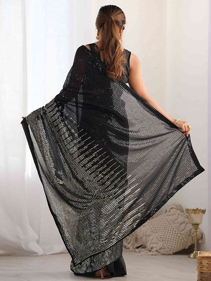 women solid with work embellished saree with blouse - 22275443 -  Standard Image - 3