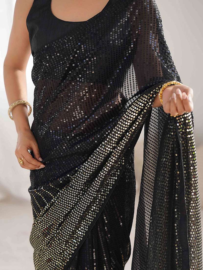 women solid with work embellished saree with blouse - 22275443 -  Standard Image - 5