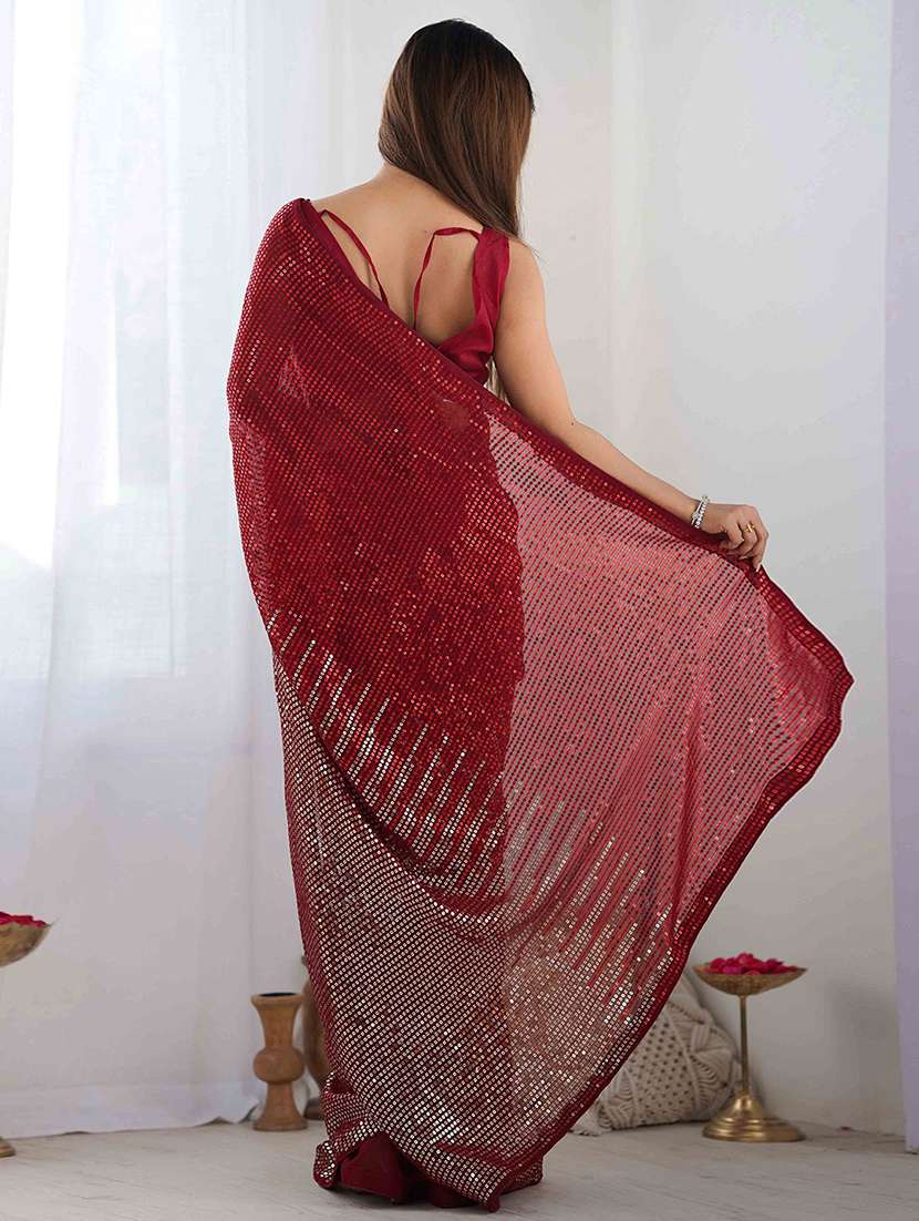 women solid with work embellished saree with blouse - 22275445 -  Standard Image - 3