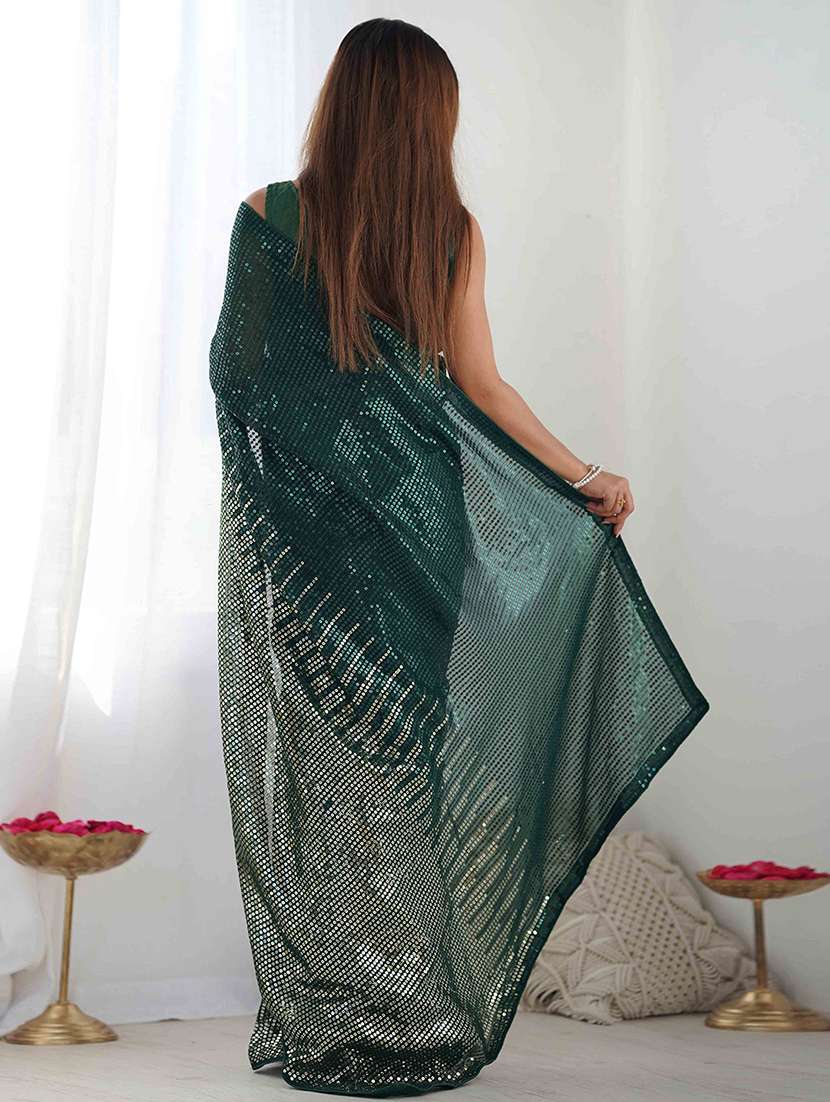 women solid with work embellished saree with blouse - 22275446 -  Standard Image - 3