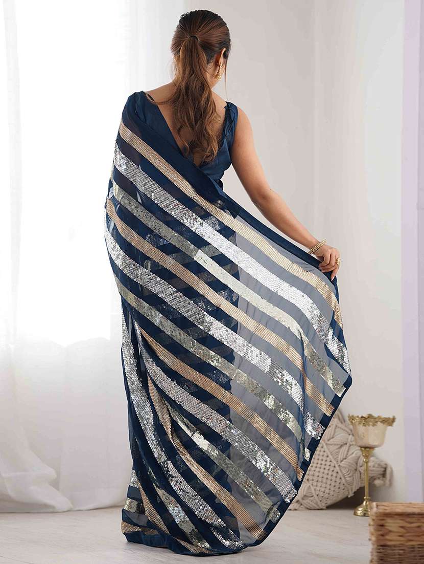 women solid with work embellished saree with blouse - 22275449 -  Standard Image - 3