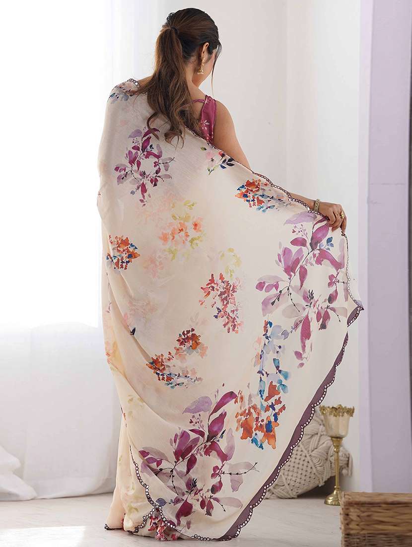 women printed casual wear saree with blouse - 22275455 -  Standard Image - 3