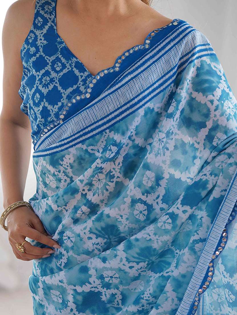 women printed casual wear saree with blouse - 22275456 -  Standard Image - 5