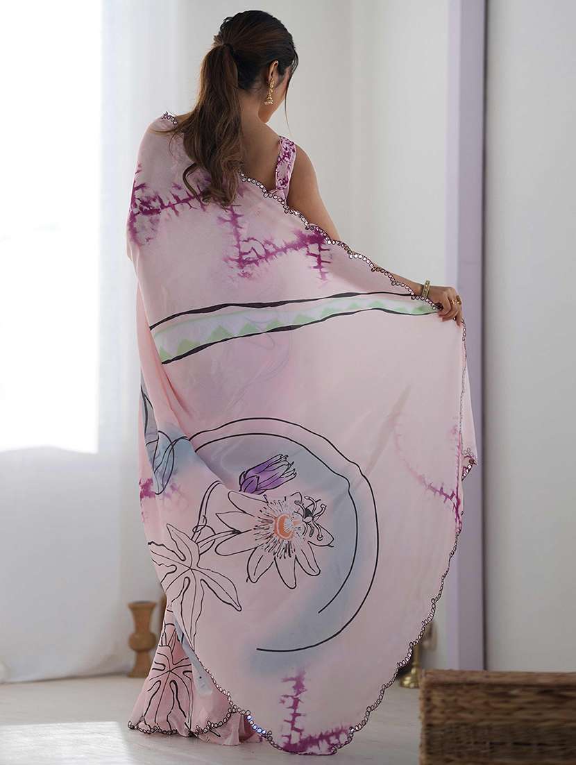 women printed casual wear saree with blouse - 22275457 -  Standard Image - 3