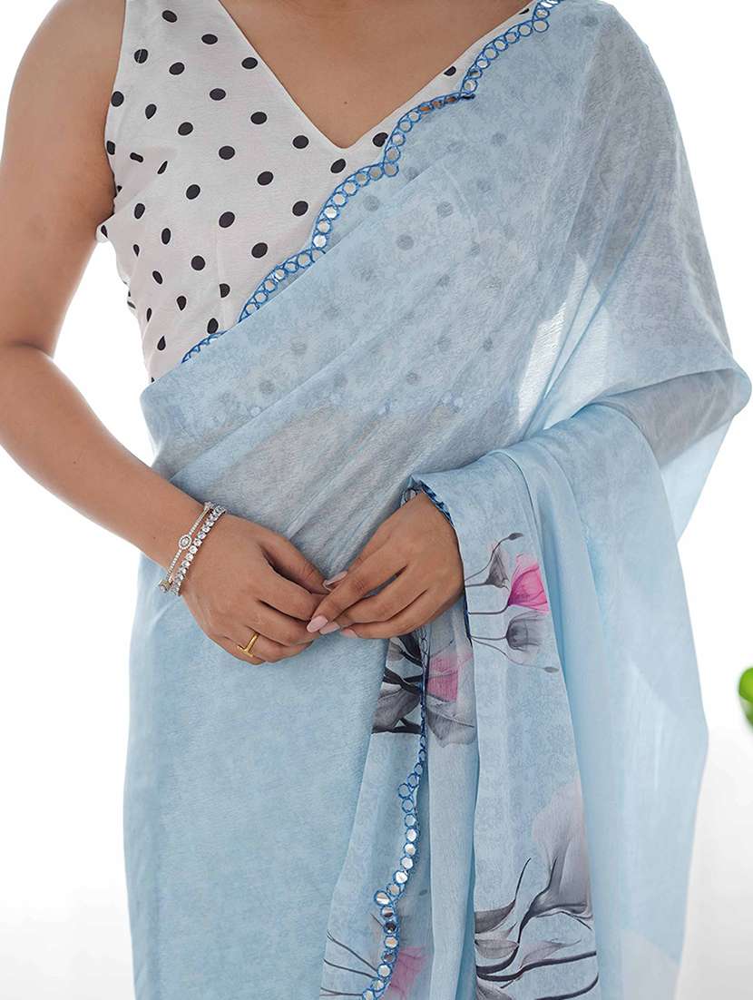 women printed casual wear saree with blouse - 22275458 -  Standard Image - 5