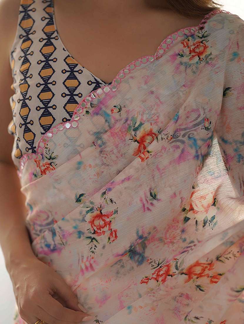 women printed casual wear saree with blouse - 22275459 -  Standard Image - 5