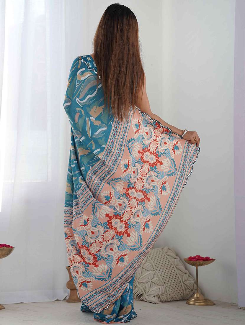 women printed casual wear saree with blouse - 22275461 -  Standard Image - 3