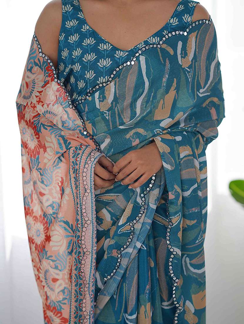 women printed casual wear saree with blouse - 22275461 -  Standard Image - 5