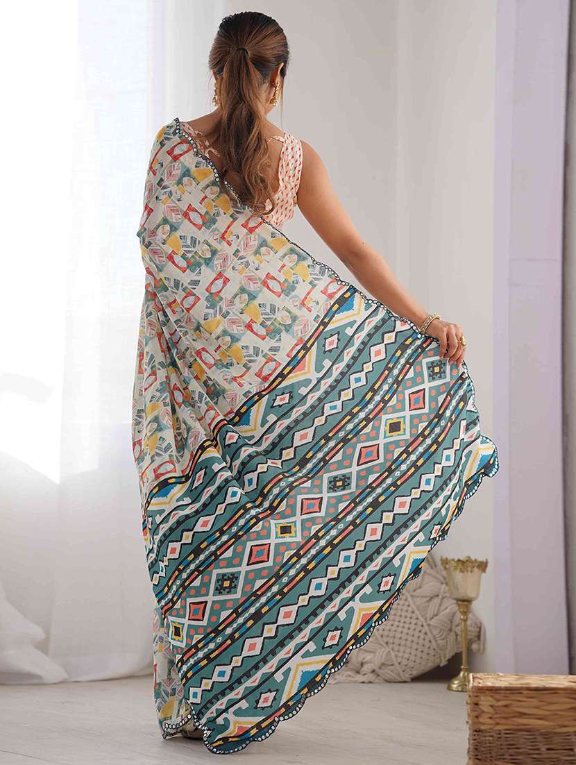 women printed casual wear saree with blouse - 22275463 -  Standard Image - 3