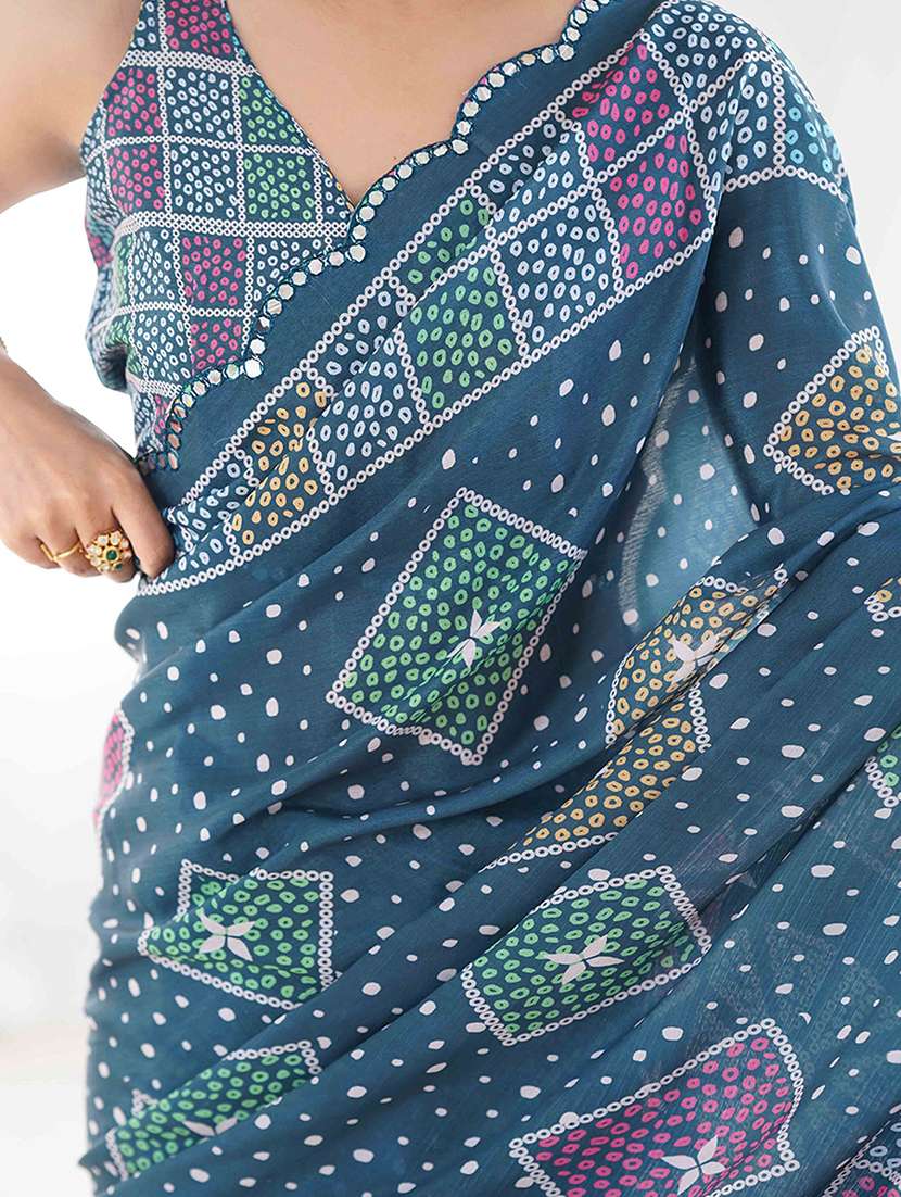 women printed casual wear saree with blouse - 22275464 -  Standard Image - 5