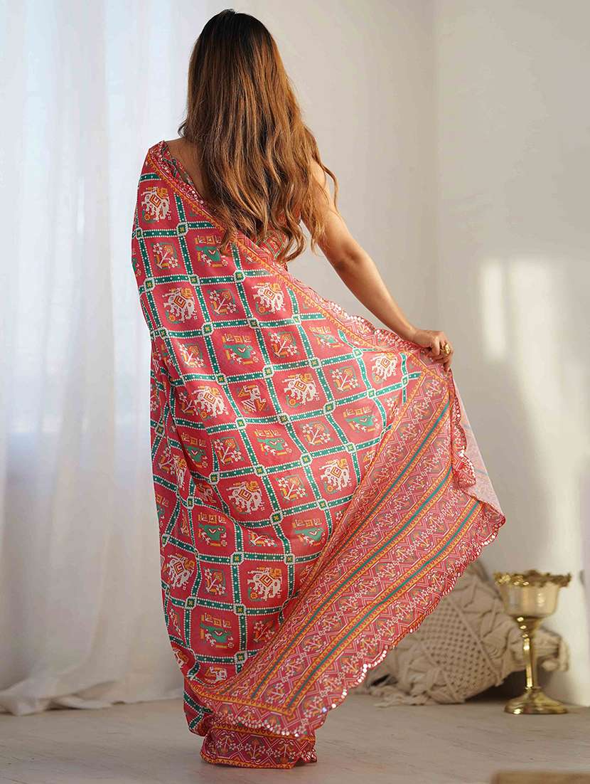 women printed casual wear saree with blouse - 22275466 -  Standard Image - 3