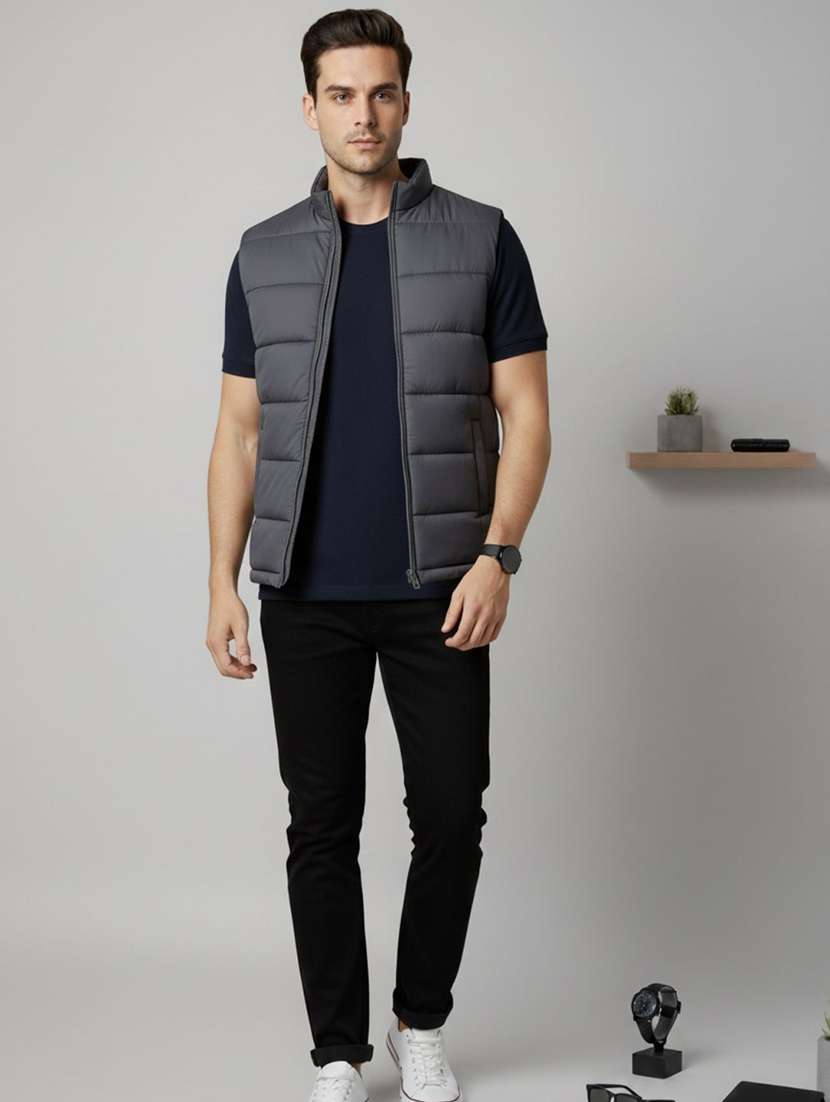 men solid sleeveless lightweight puffer jacket - 22275469 -  Standard Image - 3