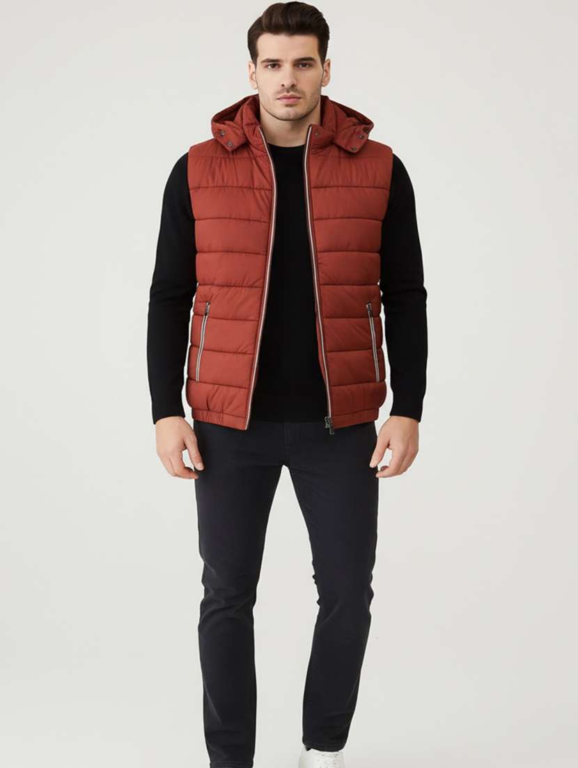 men solid sleeveless lightweight puffer jacket - 22275471 -  Standard Image - 3