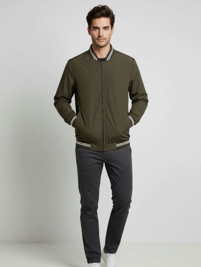 men solid long sleeve insulator bomber jacket - 22275477 -  Standard Image - 3