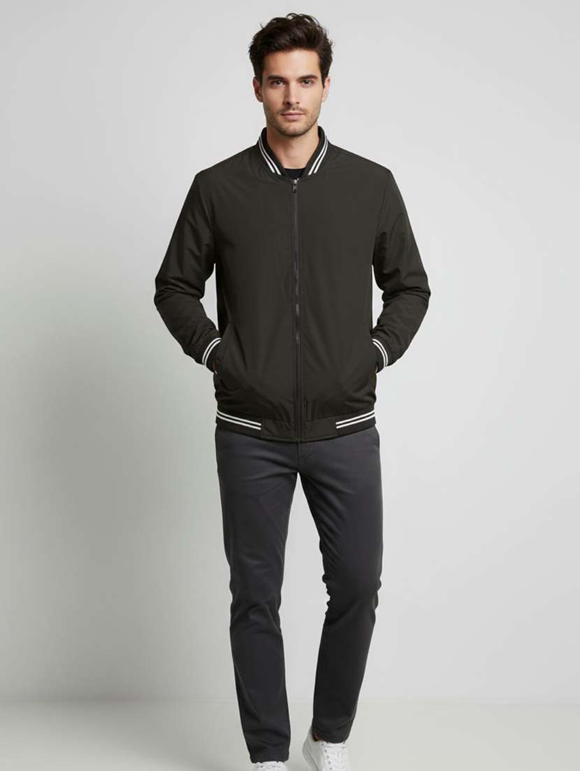 men solid long sleeve insulator bomber jacket - 22275478 -  Standard Image - 3