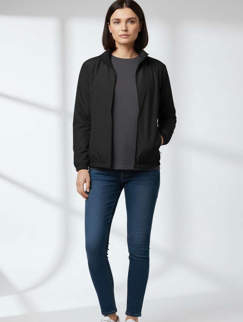 women solid long sleeve windcheater jacket - 22275483 -  Standard Image - 3