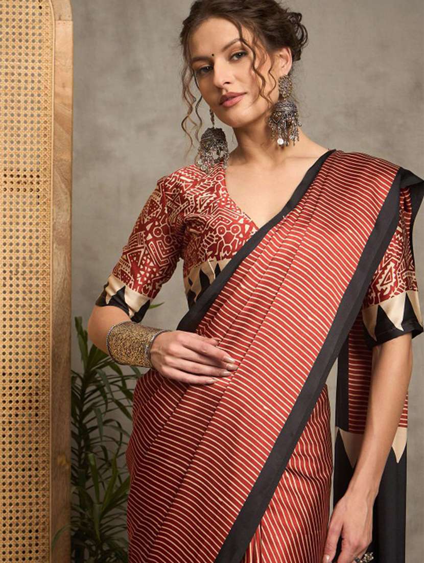women printed casual wear saree with blouse - 22275542 -  Standard Image - 3