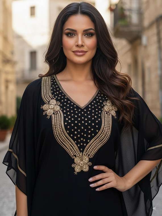 women embroidered kimono sleeve kaftan dress - 22275580 -  Standard Image - 3