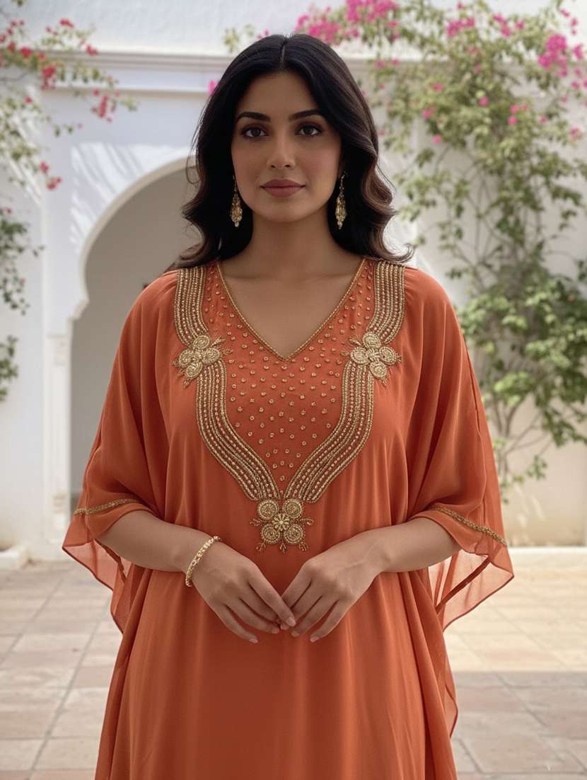 women embroidered kimono sleeve kaftan dress - 22275582 -  Standard Image - 3