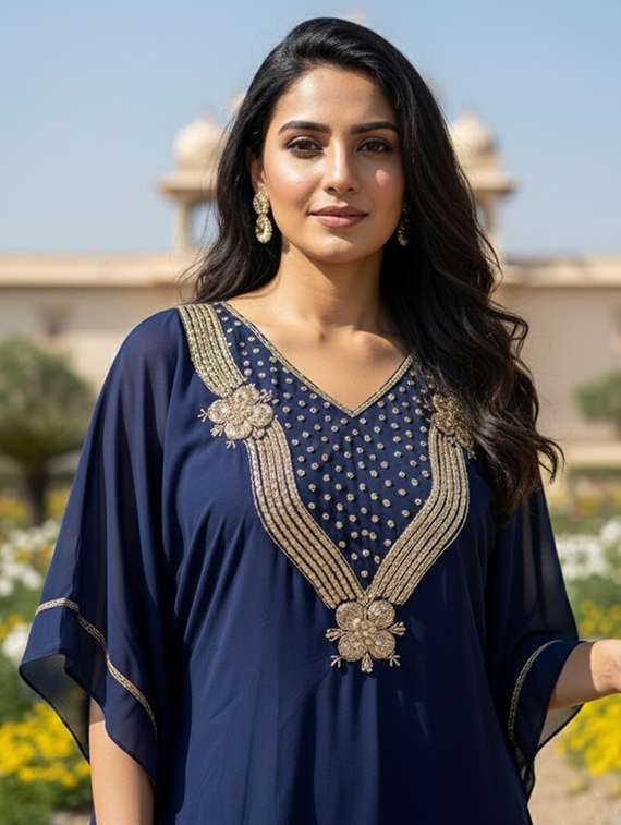 women embroidered kimono sleeve kaftan dress - 22275584 -  Standard Image - 3