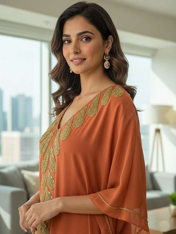 women embroidered kimono sleeve kaftan dress - 22275593 -  Standard Image - 3