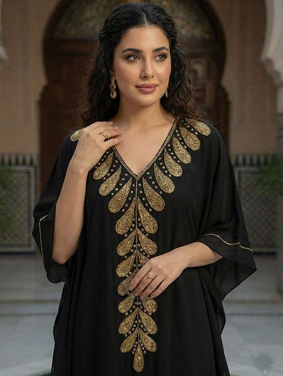 women embroidered kimono sleeve kaftan dress - 22275597 -  Standard Image - 3