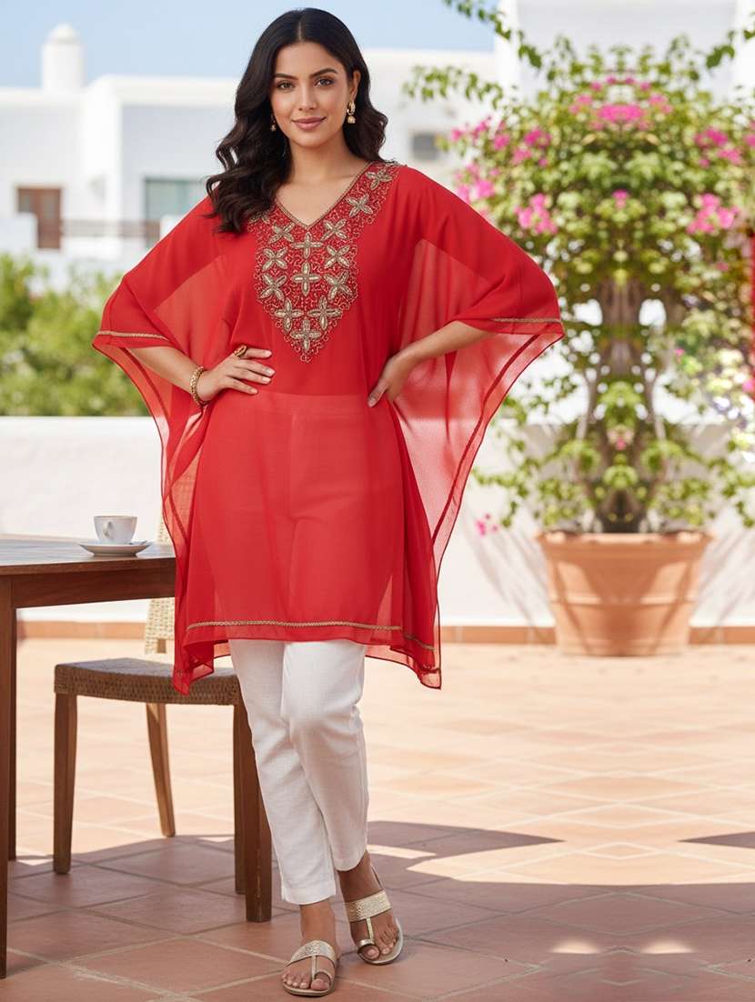 women embroidered kimono sleeve kaftan tunic