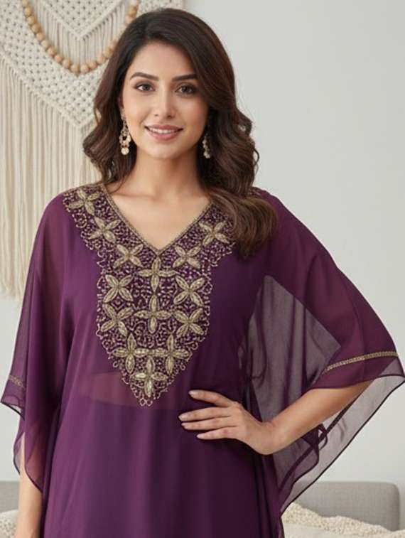 women embroidered kimono sleeve kaftan tunic - 22275600 -  Standard Image - 3