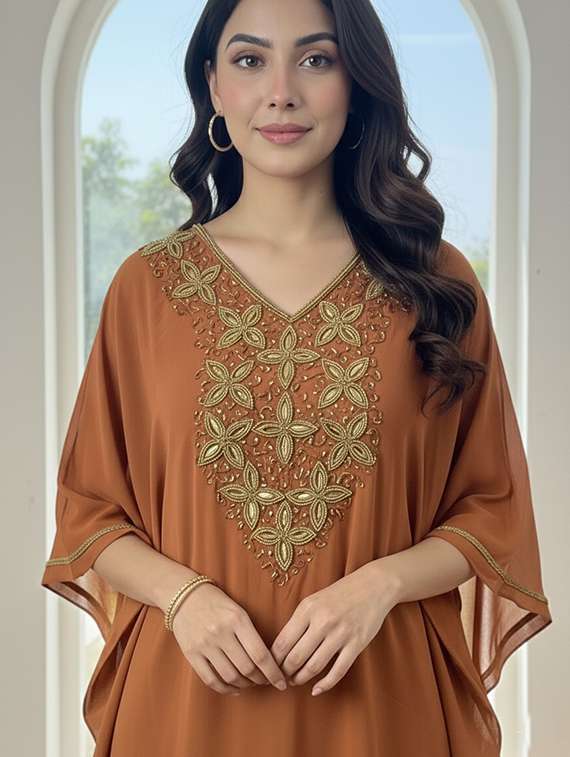 women embroidered kimono sleeve kaftan tunic - 22275601 -  Standard Image - 3
