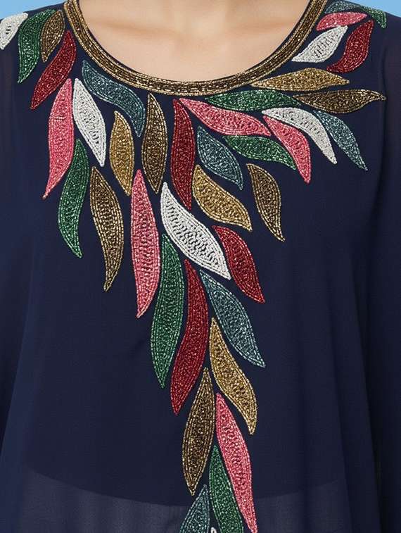 women embroidered kimono sleeve kaftan tunic - 22275610 -  Standard Image - 3