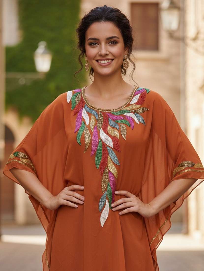 women embroidered kimono sleeve kaftan tunic - 22275613 -  Standard Image - 3