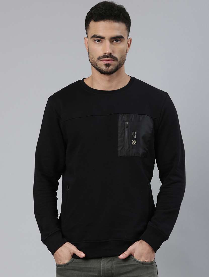men solid long sleeve regular fit sweatshirt