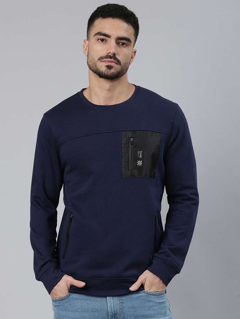 men solid long sleeve regular fit sweatshirt