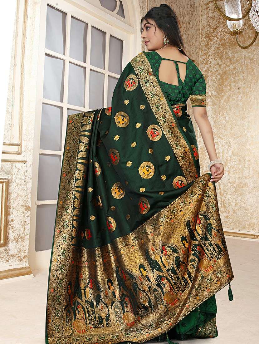 women self design banarasi saree with blouse - 22275909 -  Standard Image - 3