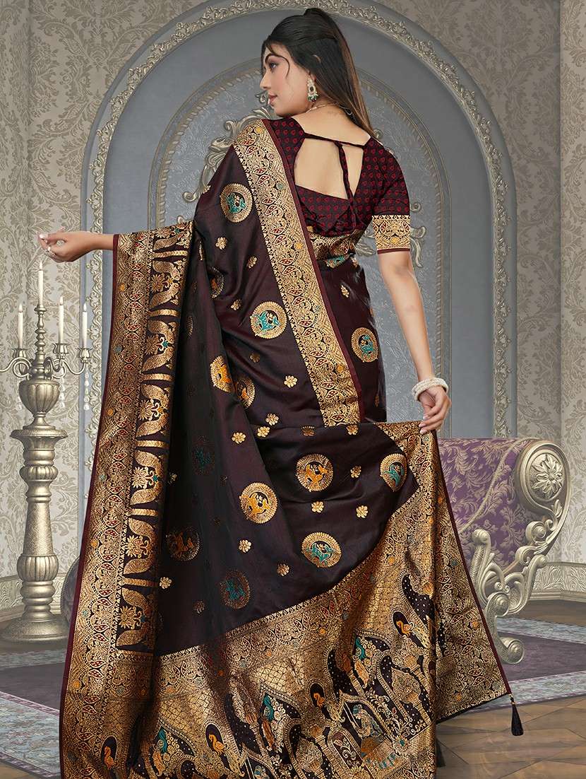women self design banarasi saree with blouse - 22275911 -  Standard Image - 3